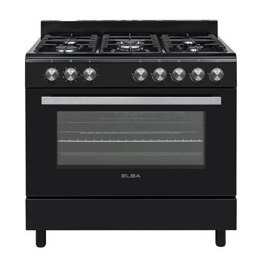 ELBA ESSENTIAL 90CM 5BRN GAS/ELECTRIC COOKER BLACK D.K. GAS APPLIANCES (P