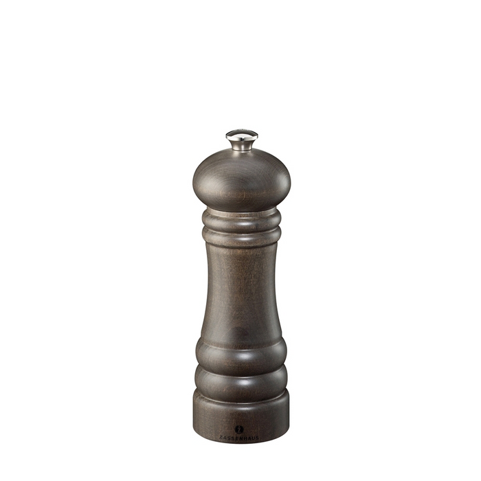 ZASSENHAUS PEPPER MILL 19CM DARK STAINED STAINLESS STEEL SOLUTI