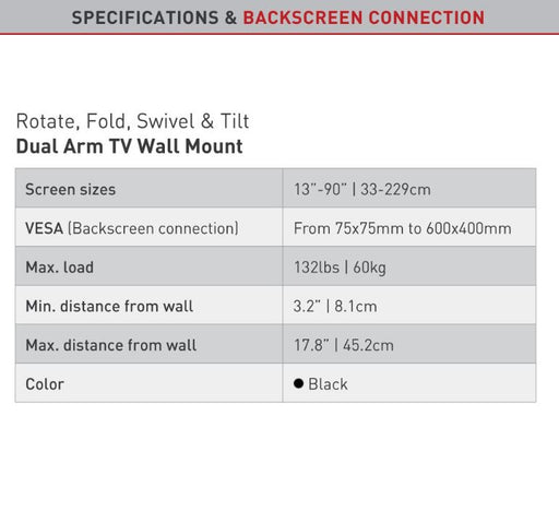 BARKAN FULL MOTION WALL MOUNT 13-90INCH NAMIBIA AUDIO MECCA CC