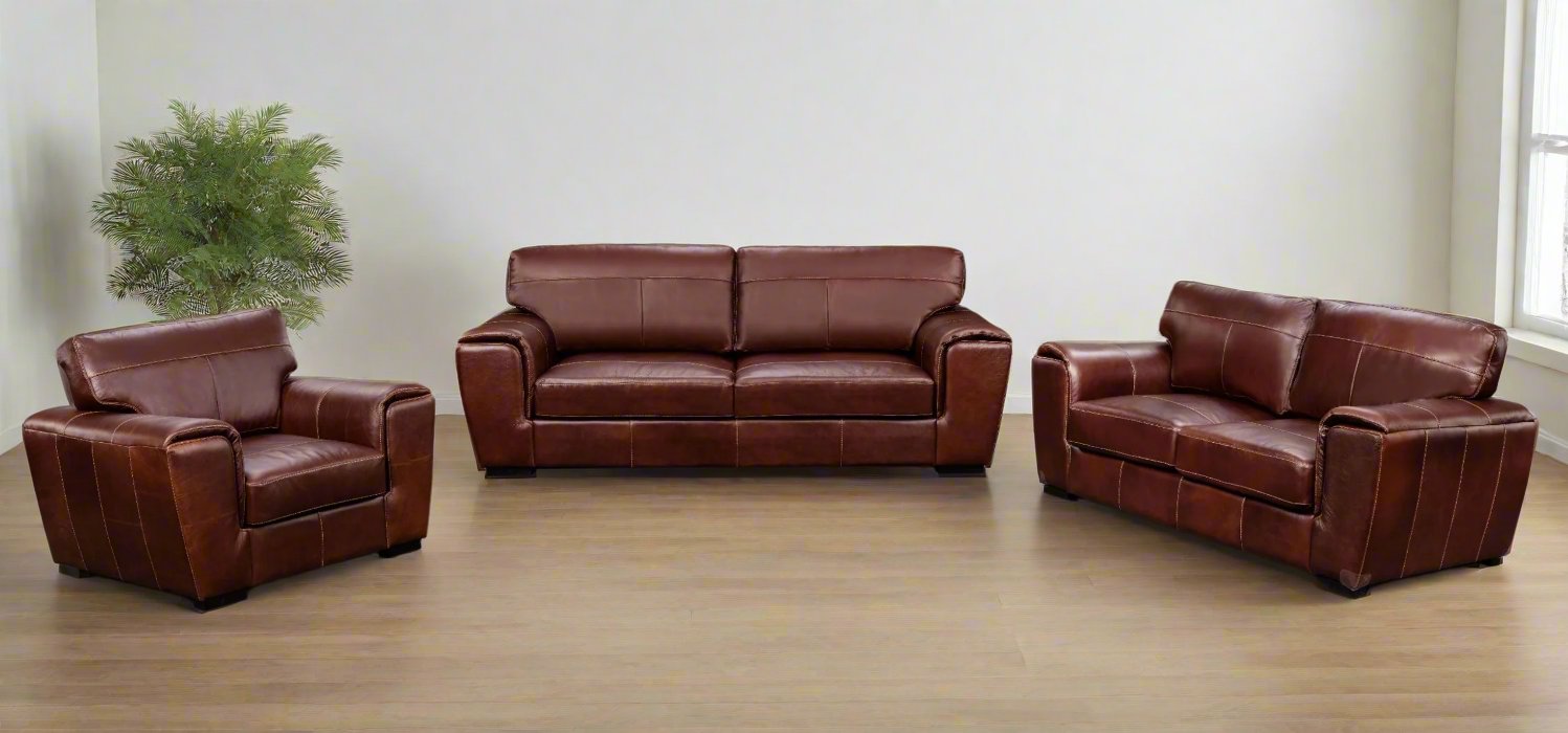 3PCE HARLEY L/SUITE F/LEATHER MOCCA EARTHLINE FURNITURE