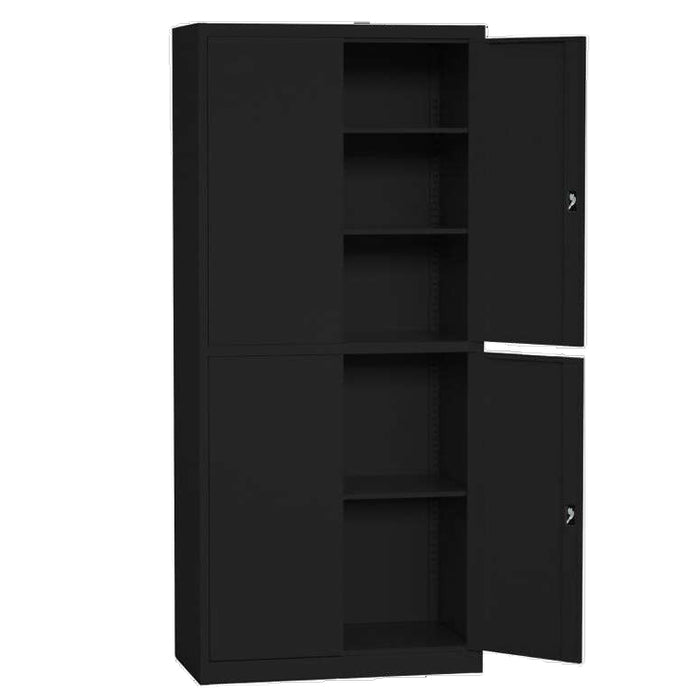 4-DOOR FILING CABINET & STORAGE CUPBOARD (BLACK) 