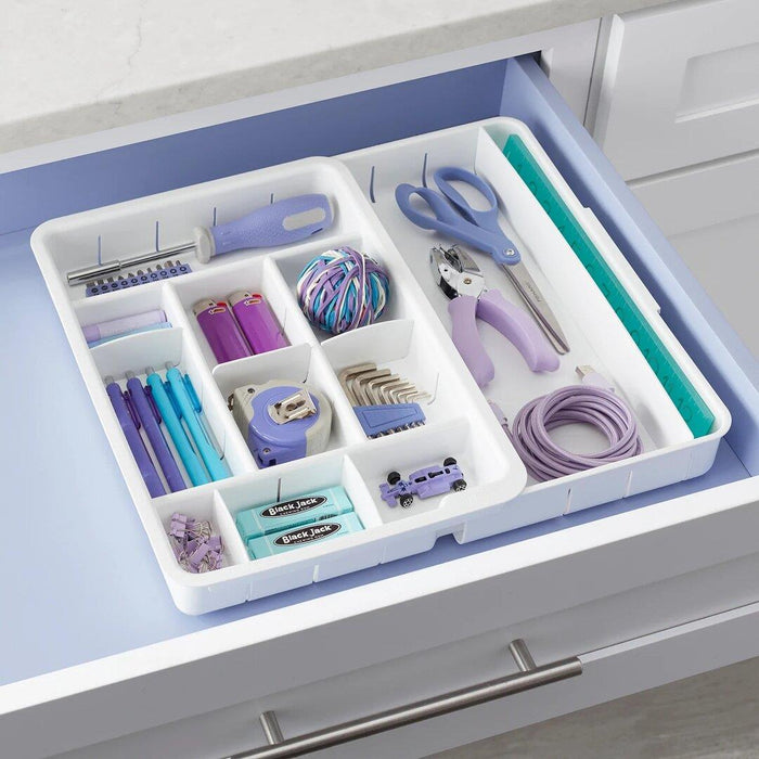 YOUCOPIA DRAWERFIT SMALL "STUFF" ORGANIZER WHITE STAINLESS STEEL SOLUTI