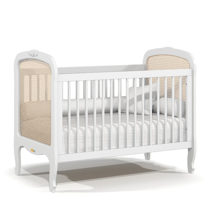 PROVENCE CRIB WITH RATTAN HEADBOARD WHITE MATIC INDUSTRIA