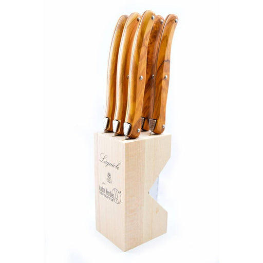 ANDRE VERDIER 6PCE STK KNIFE SET OLIVE W/ STAND STAINLESS STEEL SOLUTI