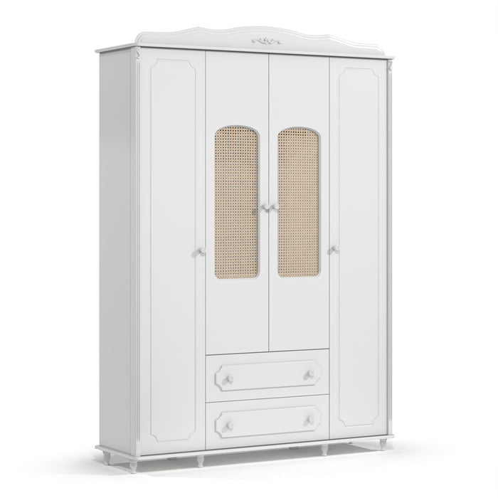 PROVENCE WARDROBE 4 DOORS 2 DRAWERS WITH RATTAN MATIC INDUSTRIA