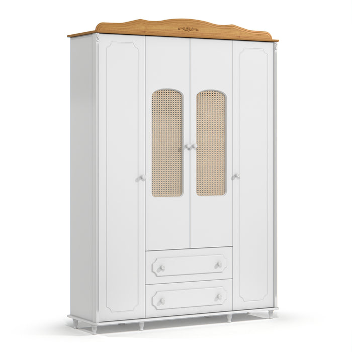 PROVENCE WARDROBE 4 DOORS AND 2 DRAWERS W/RATTAN W MATIC INDUSTRIA