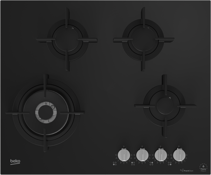 BEKO 65CM 4 BRN GAS HOB GASS ON GLASS DEFY