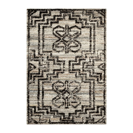 ABSTRACT SHAGGY RUG 160X235 - AS002 black and beige patterned rug