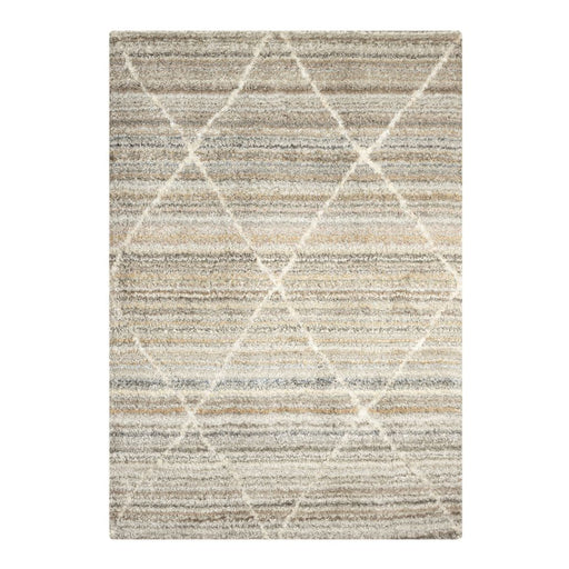 ABSTRACT SHAGGY RUG 160X235 - AS004 beige stripe patterned rug