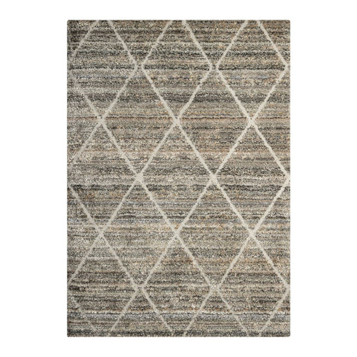 ABSTRACT SHAGGY RUG 160X235 - AS010 diamond shaped pattern brown and grey rug