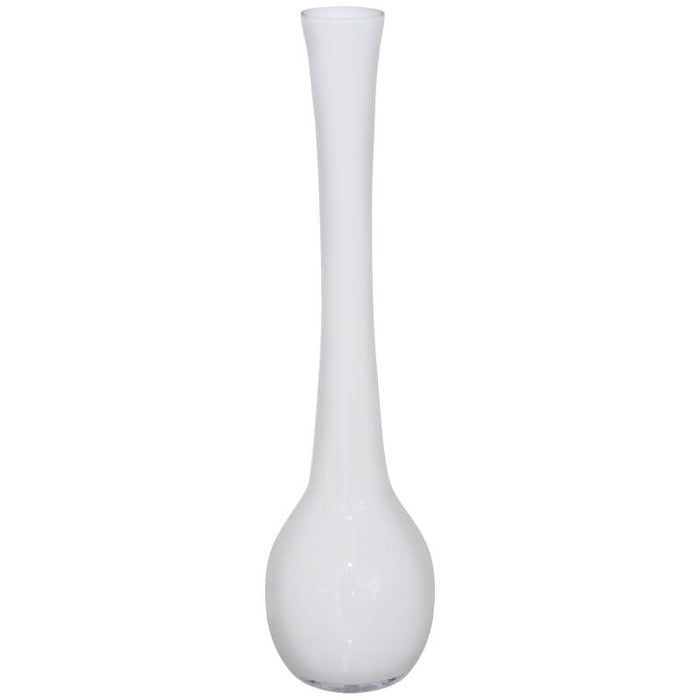 TALL WHITE VASE 40CM TRANS NATAL CUT GLASS