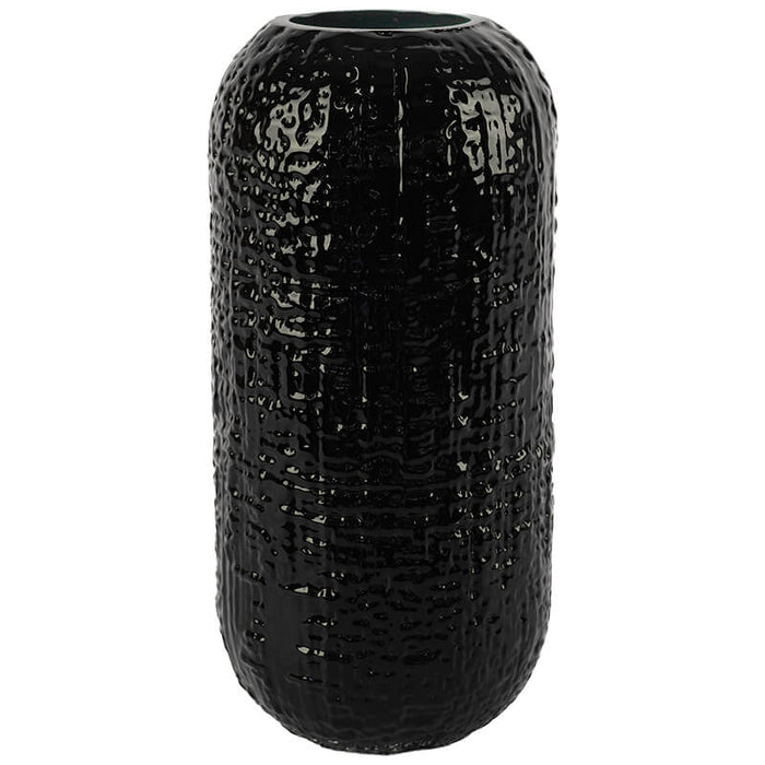 BLACK WEAVE VASE 34CM TRANS NATAL CUT GLASS