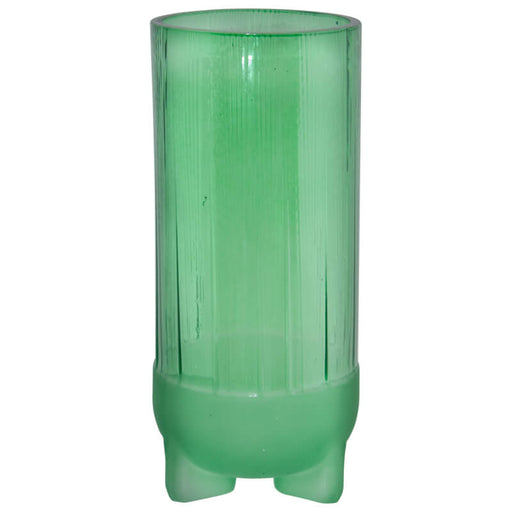 ABSINTHE GREEN VASE 28X12CM TRANS NATAL CUT GLASS