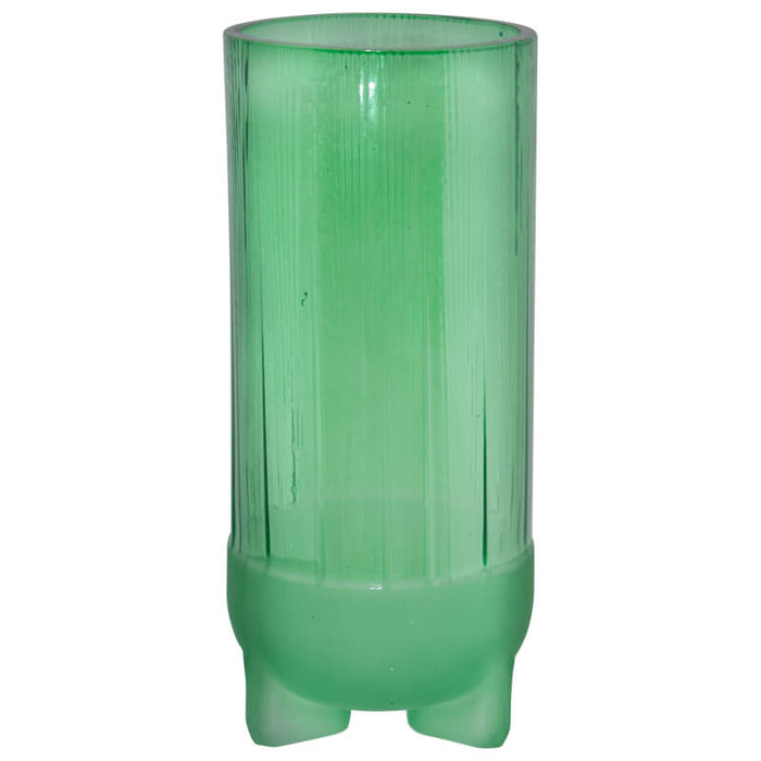 ABSINTHE GREEN VASE 28X12CM TRANS NATAL CUT GLASS