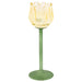 YELLOW TULIP CANDLE HOLDER 22CM TRANS NATAL CUT GLASS