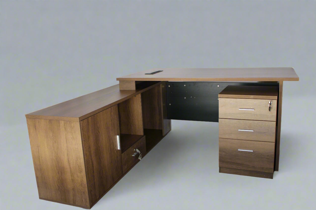 Black and brown office desk