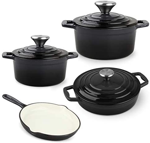 7 PCS CAST IRON POT SET - BLACK MABRUK IMPORT & EXPORT