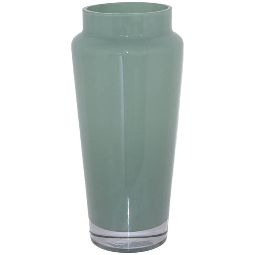 SAGE GREEN VASE 30CM TRANS NATAL CUT GLASS