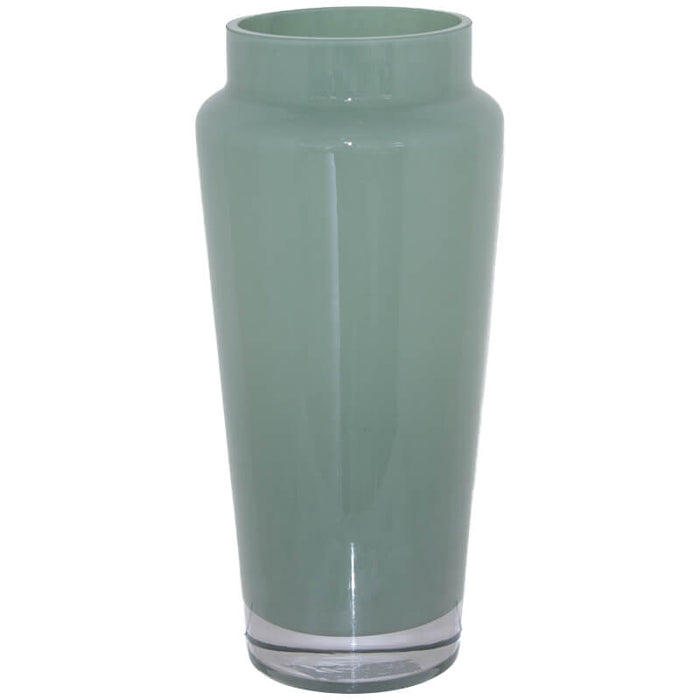 SAGE GREEN VASE 30CM TRANS NATAL CUT GLASS