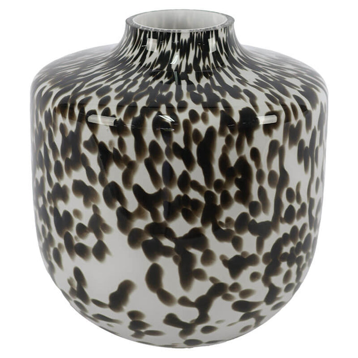 BLACK & WHITE VASE 22CM TRANS NATAL CUT GLASS