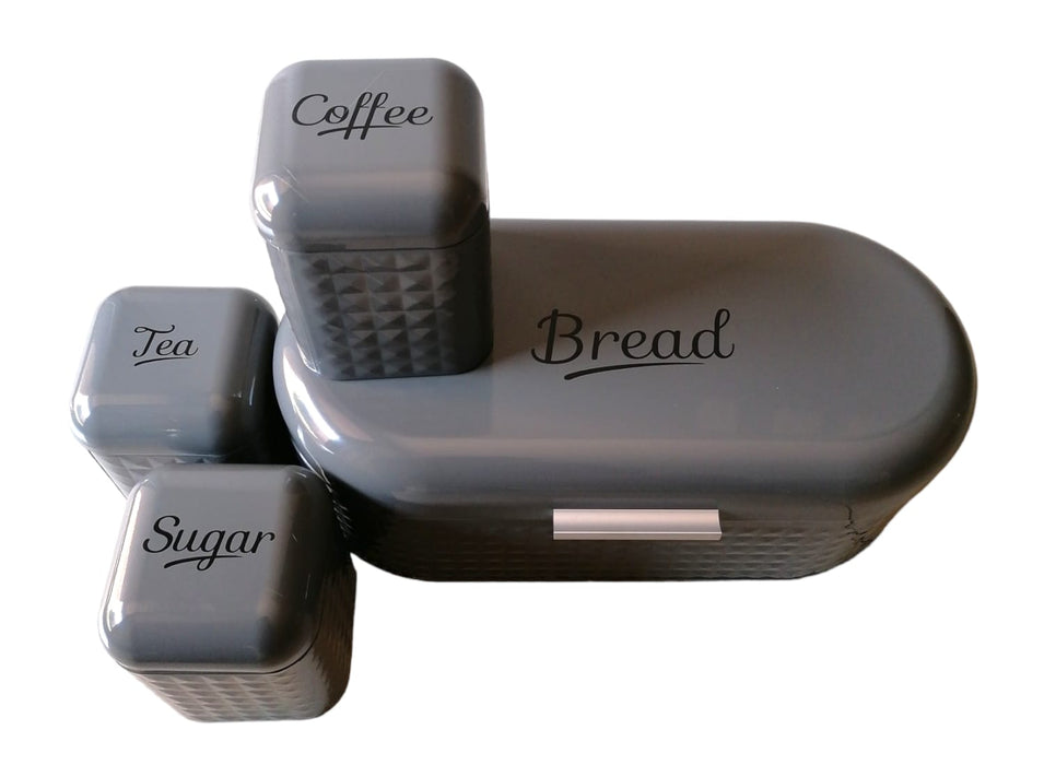 MATTE GREY BREAD BIN WITH 3PCS CANISTERS ROSE GOLD MABRUK IMPORT & EXPORT