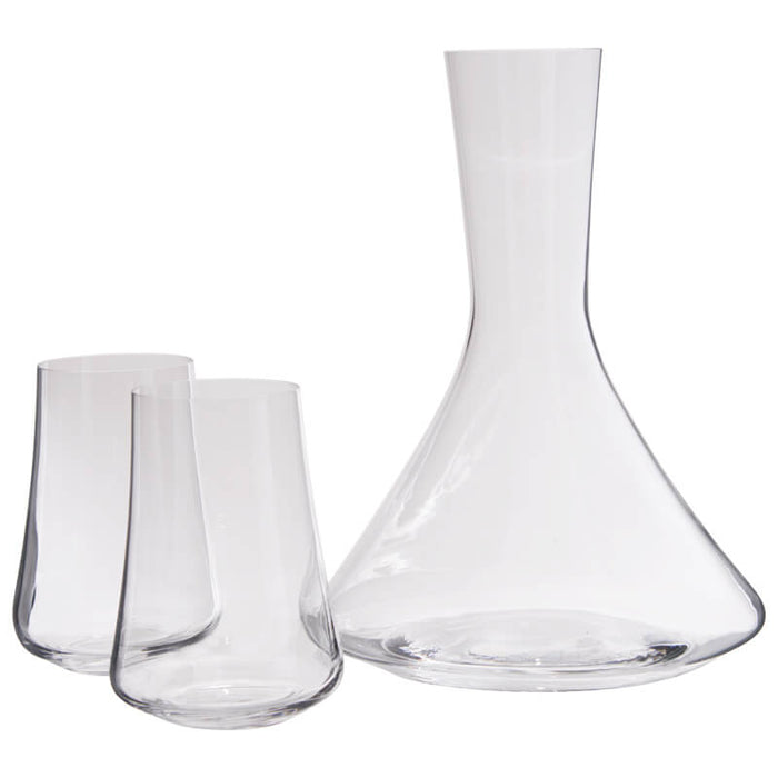 XTRA WATER SET/3 CARAFFE + 2 TUMBLER TRANS NATAL CUT GLASS