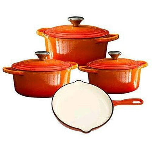 7 PCS CAST IRON POT SET - ORANGE MABRUK IMPORT & EXPORT