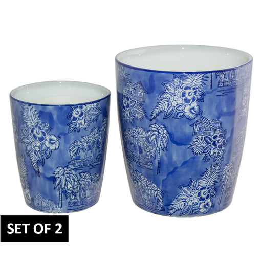 ISHANI PLANTER SET/2 16CM/20CM TRANS NATAL CUT GLASS