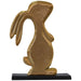 RABBIT ON BASE BLACK/ GOLD 19X5X26CM TRANS NATAL CUT GLASS