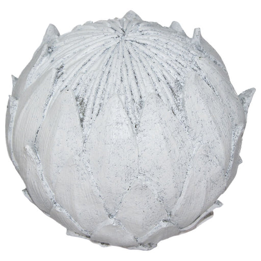 WHITE PROTEA BALL SMALL 12X13CM TRANS NATAL CUT GLASS