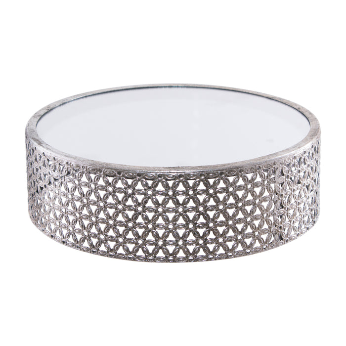 SILVER MIRROR DECO STAND 30X10CM TRANS NATAL CUT GLASS