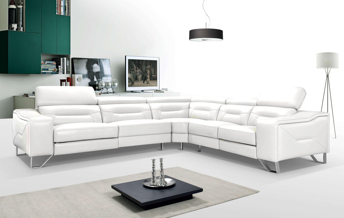 HARBOUR LHS CNR LOUNGE SUITE FULL LEATHER - WHITE  