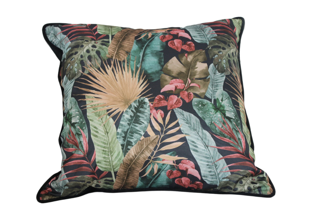 TROPICAL LEAVES/BLACK VELVET PIPE SCATTER 60X60 ALPINE UPHOLSTERERS