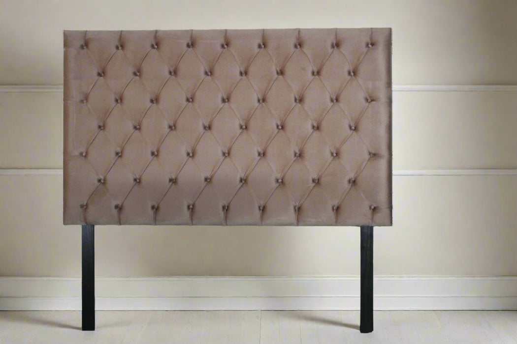 152CM RITZ D/BUTTON HEADBOARD FLUXX TAUPE LINEAR CLASSICA