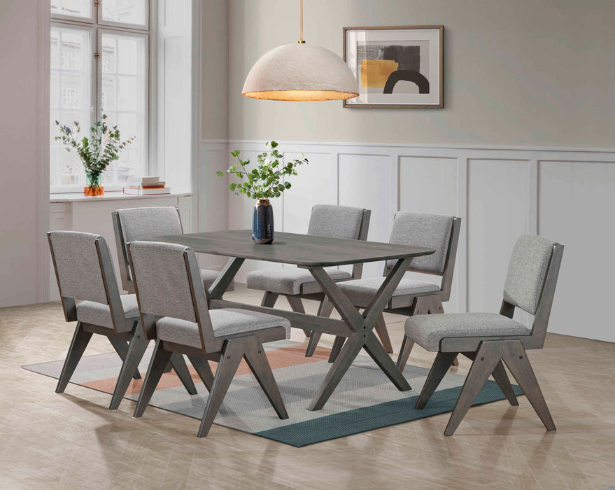 7PCE EMMA DINING ROOM SUITE - CHARCOAL + BROWN INTERGO FURNITURE SDN.