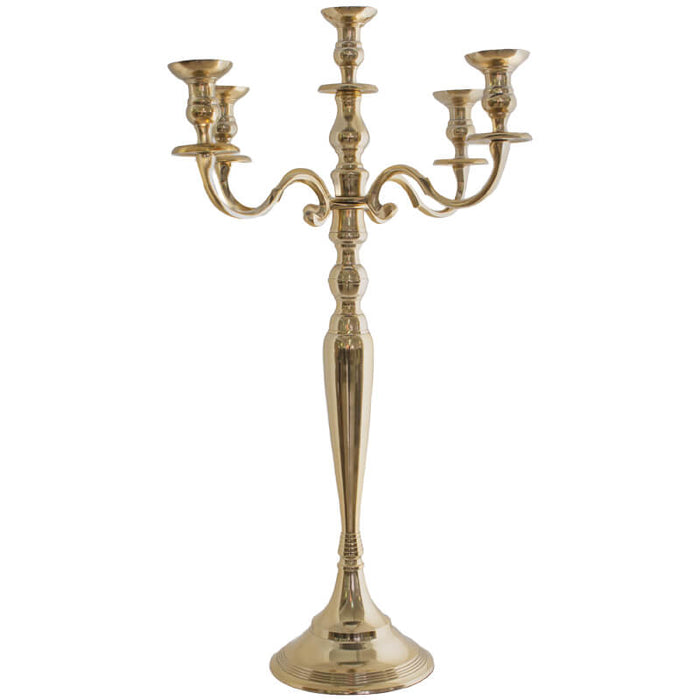 5 LITE CANDELABRA 70CM GOLD TRANS NATAL CUT GLASS