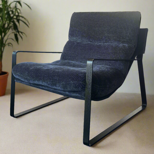 MADRID CHAIR - METAL ARMS/GREY FABRIC FOUR CORNERS