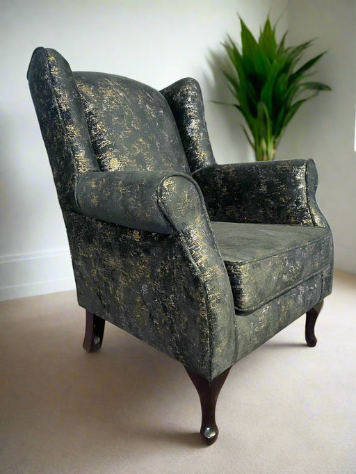 MILTON WINGBACK OCC. CHAIR - VELVET BLACK  