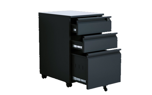 3-DRAWER MOBILE PEDESTAL (SWAN-NECK HANDLE) BLACK KTMM INVESTMENT PTY LT