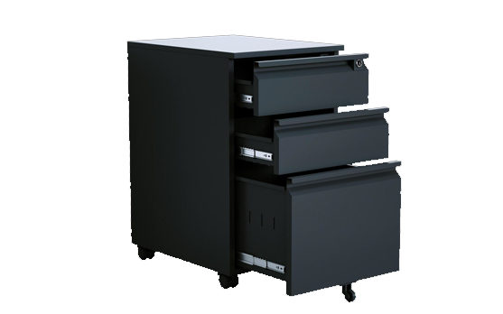 3-DRAWER MOBILE PEDESTAL (SWAN-NECK HANDLE) BLACK KTMM INVESTMENT PTY LT