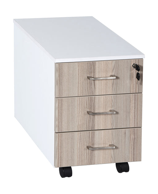 3-DRAWER MOBILE PEDESTAL (COIMBRA & WHITE) DESK & CHAIR