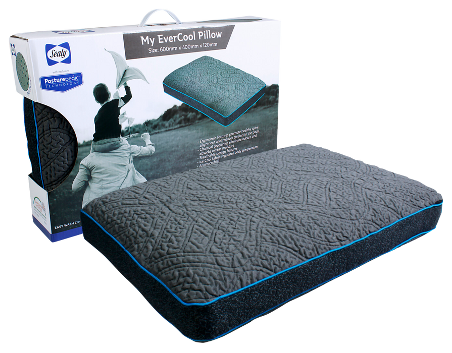 EVERCOOL BAMBOO CHARCOAL ERGONOMIC PILLOW ZIP SEALY