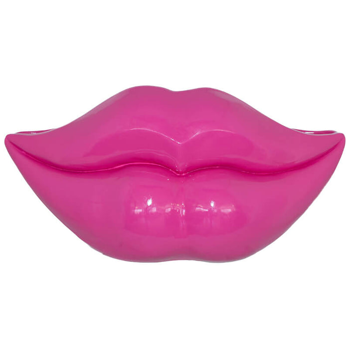 PINK LIPS VASE 58X26X28CM TRANS NATAL CUT GLASS