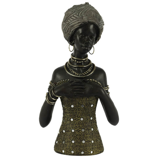 AFRICAN LADY 33CM ARMS ON CHEST TRANS NATAL CUT GLASS