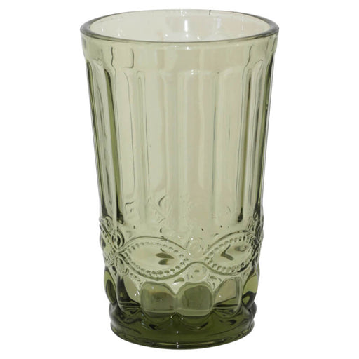 EATON HI BALL GREEN 340ML TRANS NATAL CUT GLASS