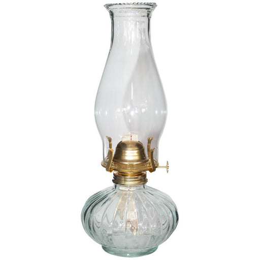 KELLY GLASS OIL LAMP 35CM TRANS NATAL CUT GLASS