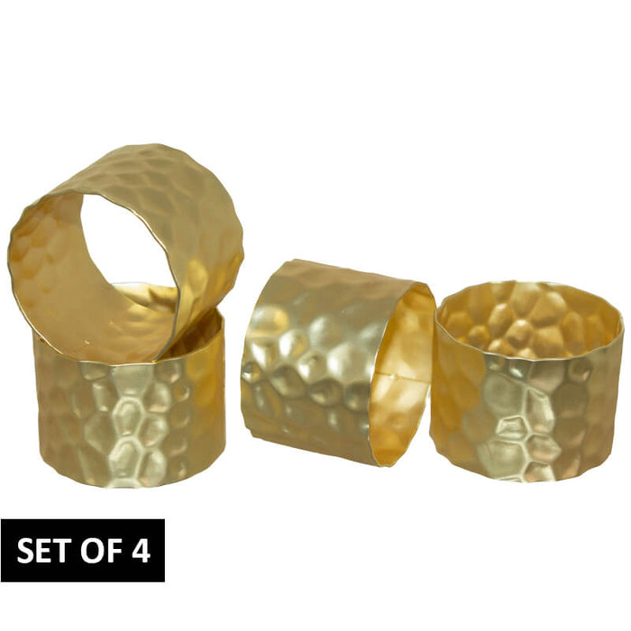 MATT GOLD HAM NAPKIN RING SET OF 4 TRANS NATAL CUT GLASS