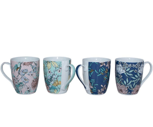 FLORAL MUGS MIXED SET OF 6 TRANS NATAL CUT GLASS