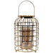 GOLD CAGE LANTERN 28X18CM TRANS NATAL CUT GLASS