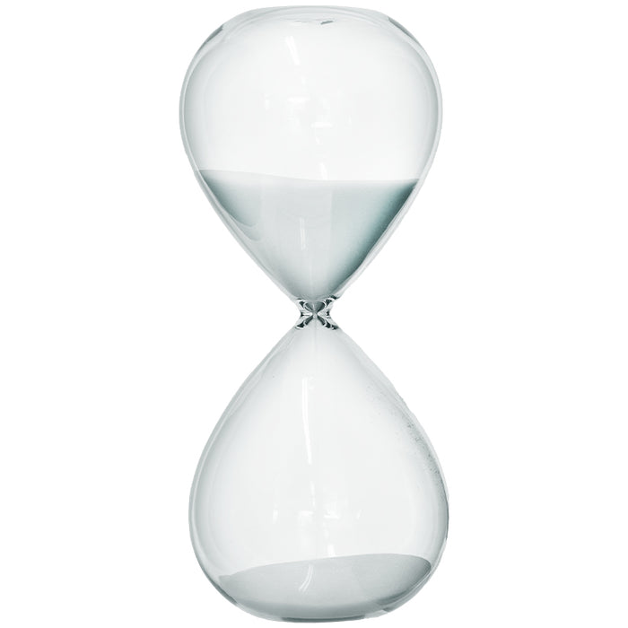 WHITE HOURGLASS 25CM (1 HOUR) TRANS NATAL CUT GLASS